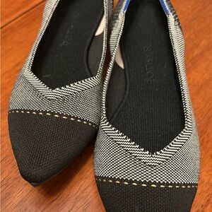 Rothy's Black and White Herringbone Flats